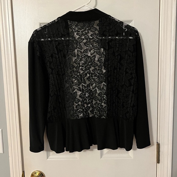 Michelle Lynn Size M Lace Back Open Front Ruffle Cardigan - Picture 6 of 10